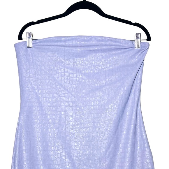 NEW Naked Wardrobe Croc Embossed Strapless Faux Leather Minidress in Lilac, 1X - Picture 5 of 13